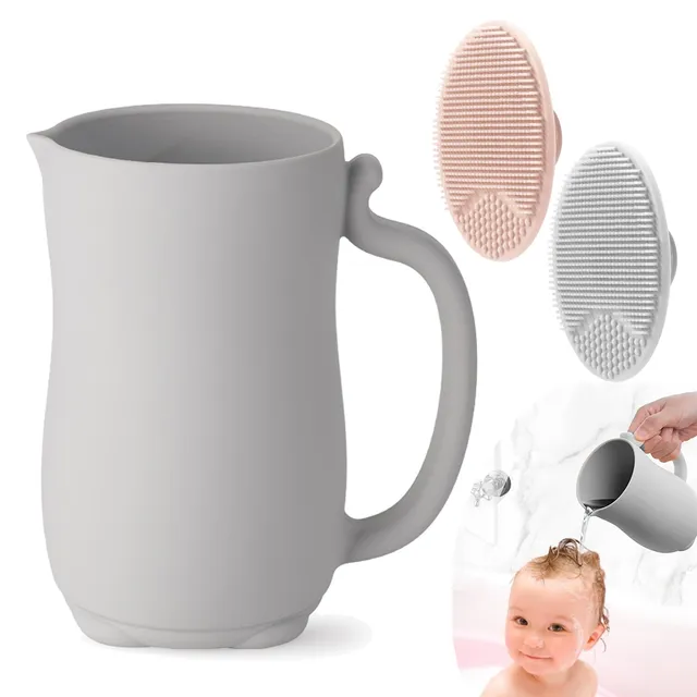 PandaEar Bath Rinse Cup Spülbecher Silikon Grau 700ml Set