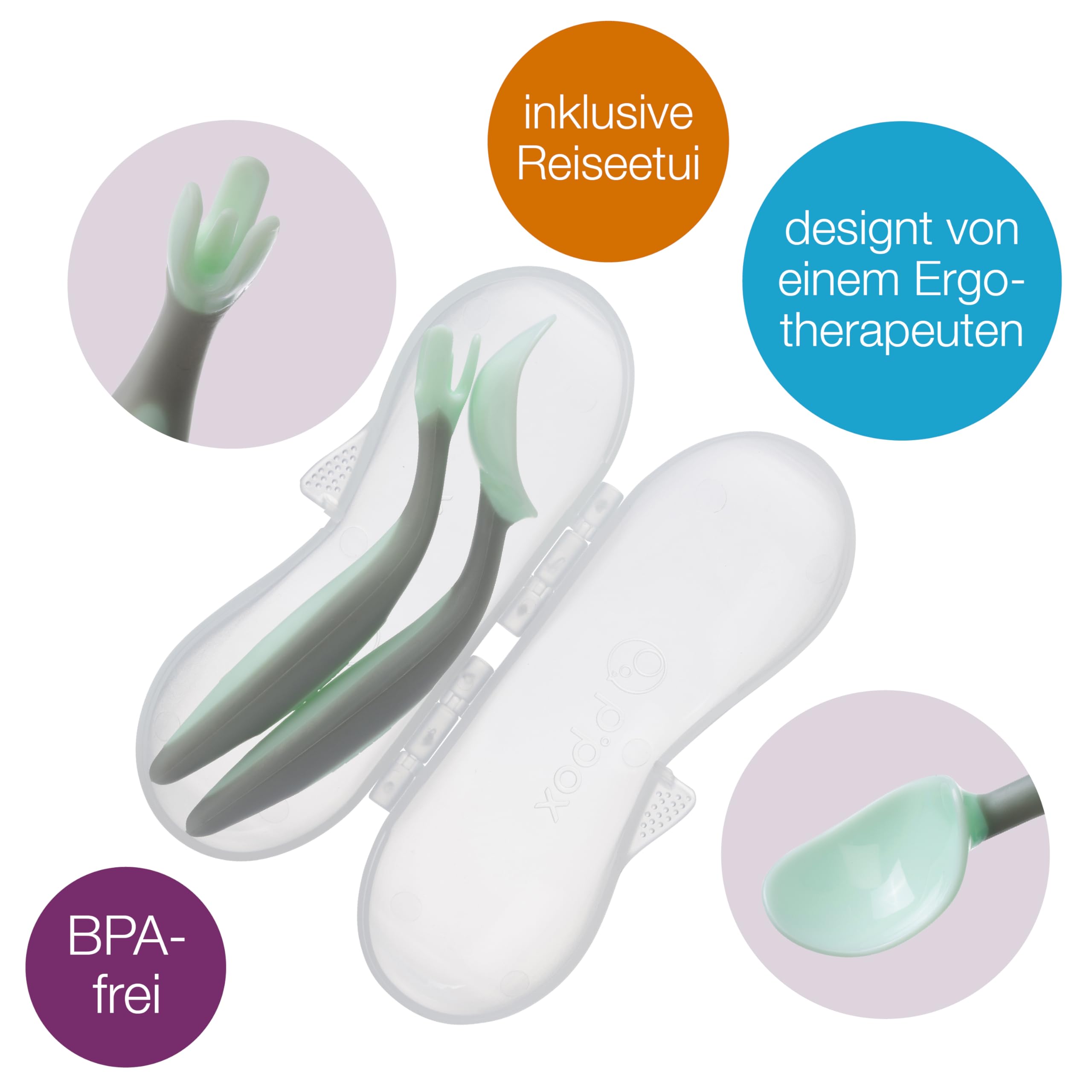 b.box Toddler Cutlery Set Kinderbesteck Pistazie mit Etui