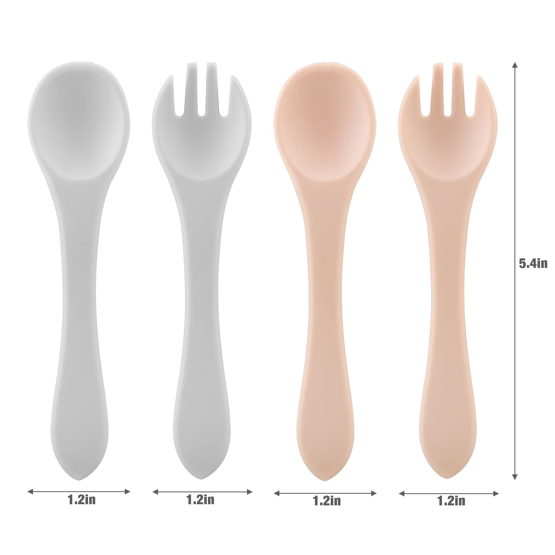 PandaEar Feeding Set Baby 6tlg Silikon Rosa-Grau Saugnapf