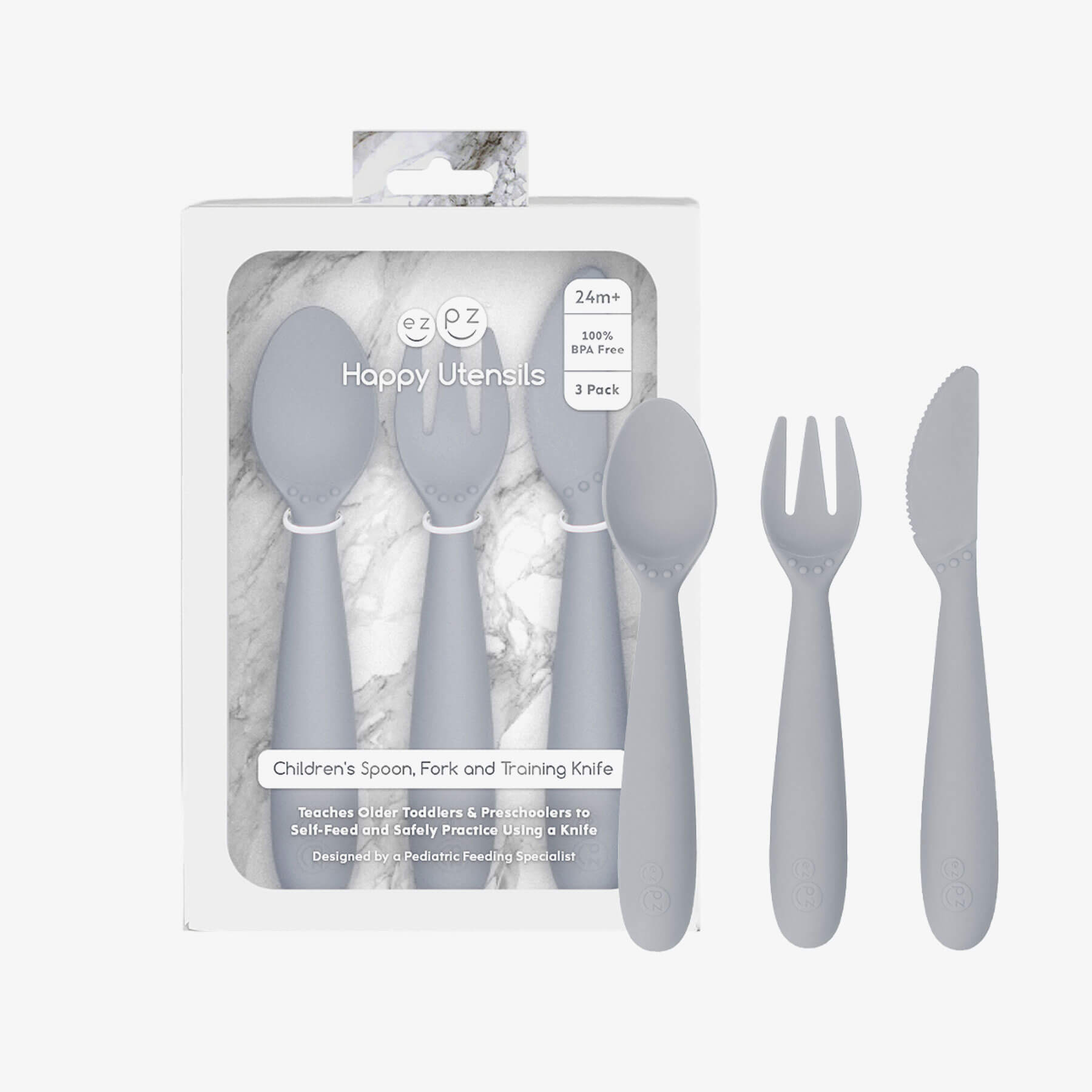ezpz Happy Utensils Kinderbesteck Sage Griffbereit 24M+