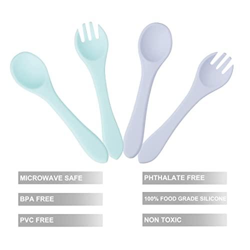 PandaEar Utensils Löffel Gabel Silikon 4er Esslernen