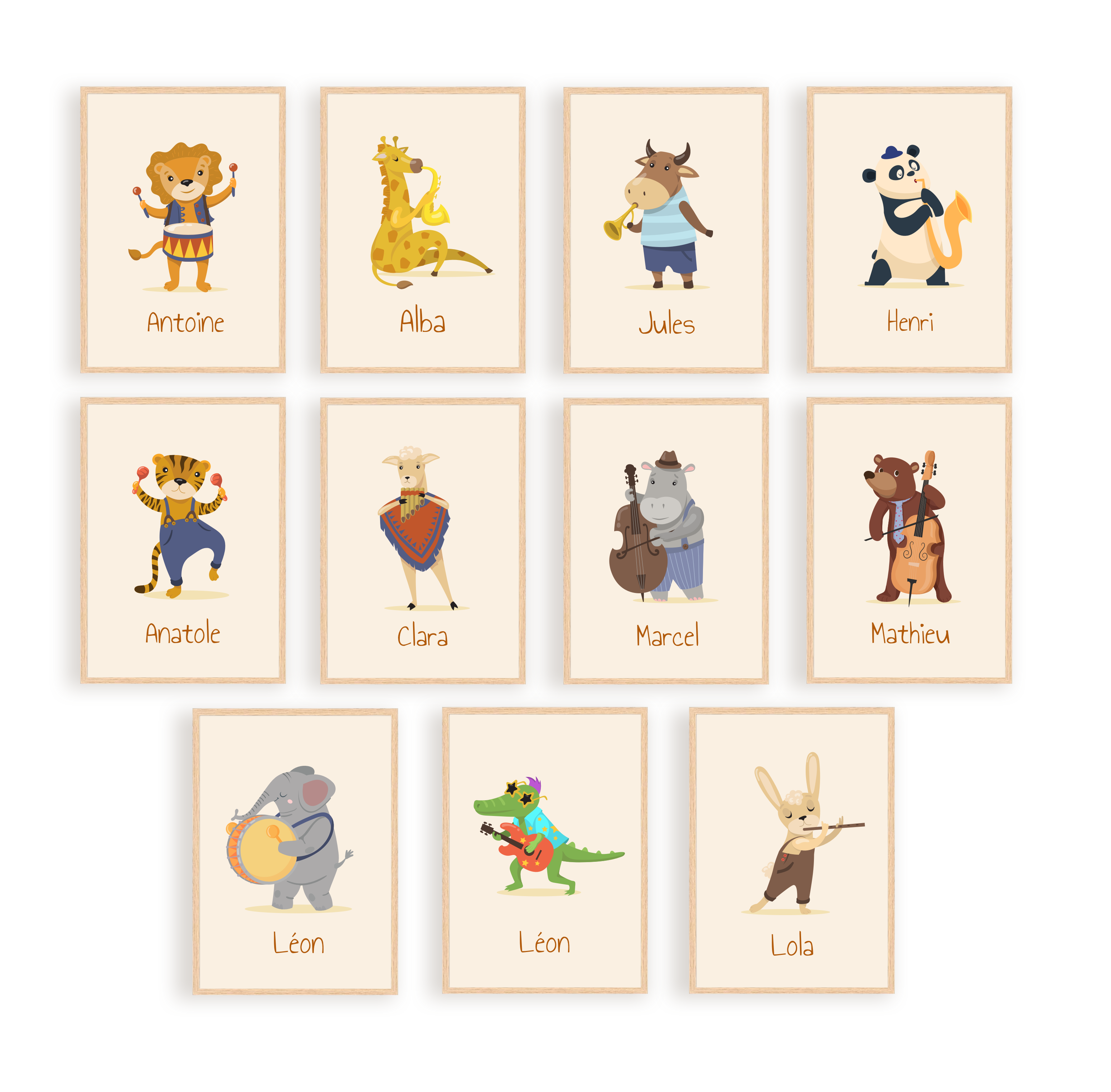 Les Petits Citrons La Papeterie Poster Tiere Musiker personalisiert A4