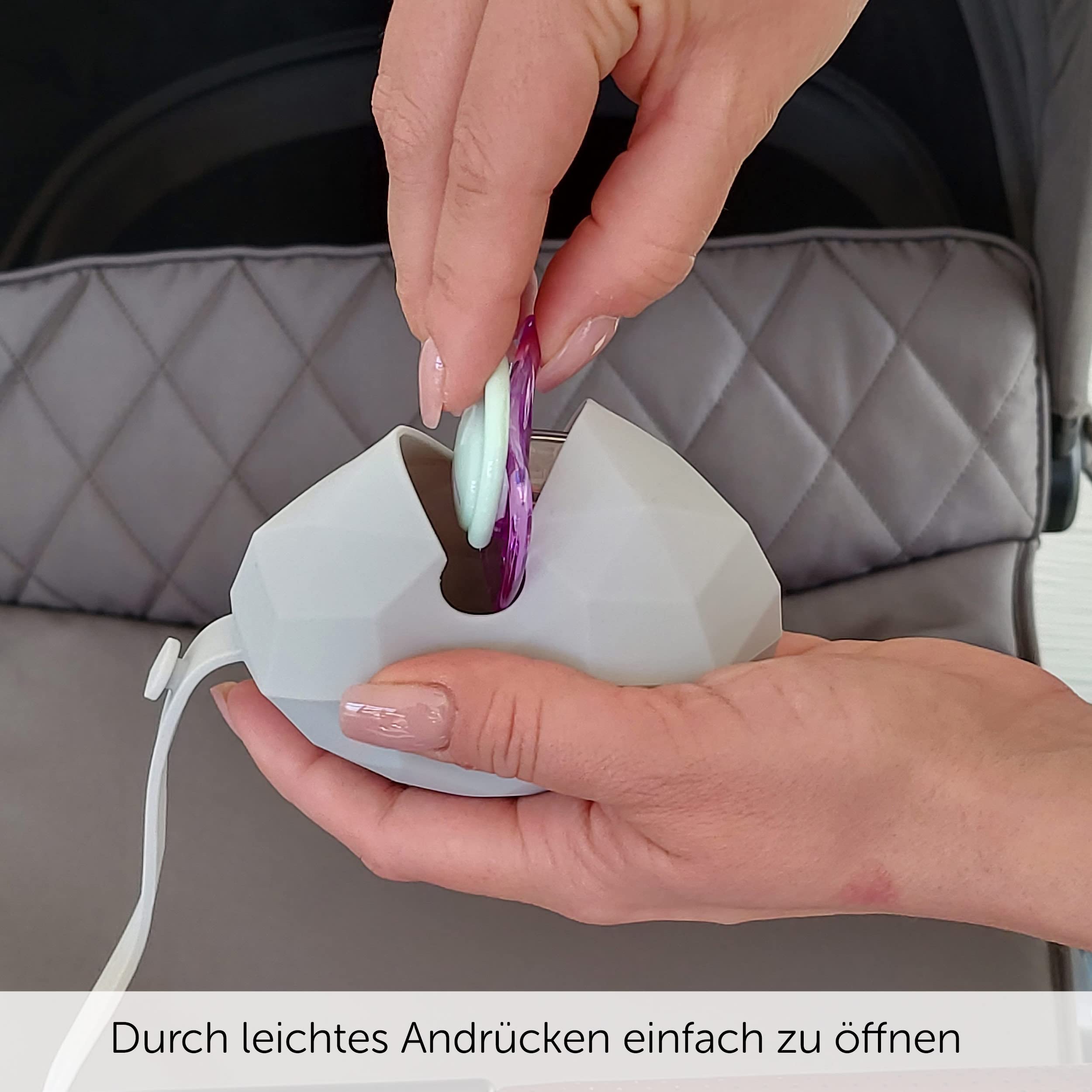MiaMia Schnullerbox Set Silikon Grau 2er BPA-frei
