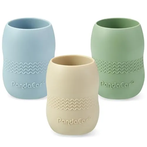 PandaEar Cup Trinkbecher Silikon 3er Blau/Grün/Beige