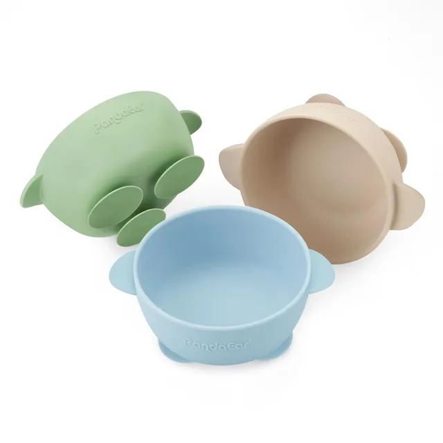 PandaEar Bowl Saugschüssel 3er Silikon Blau Grün Braun