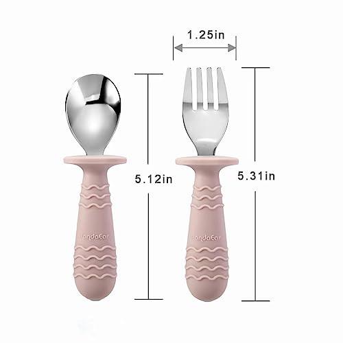 PandaEar Utensils Kinderbesteck 4tlg Rosa Grau Edelstahl