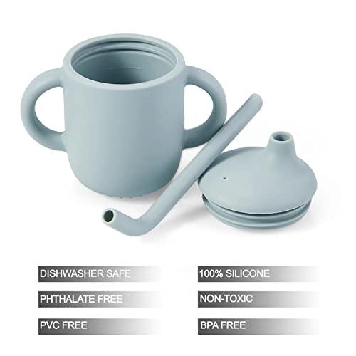 PandaEar Cup Trinklernbecher Silikon Blau Grau 2er
