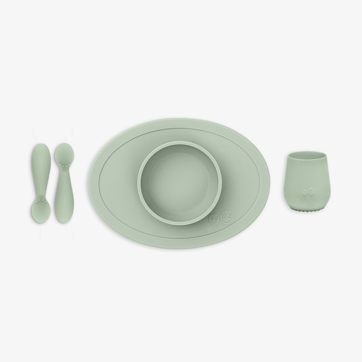 ezpz Basics First Foods Set Babygeschirr Silikon Pewter 5er