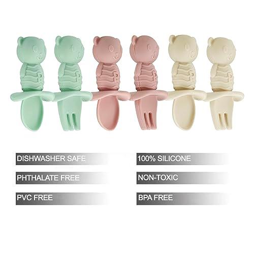 PandaEar Utensils Löffel Gabel Bär Silikon 6er