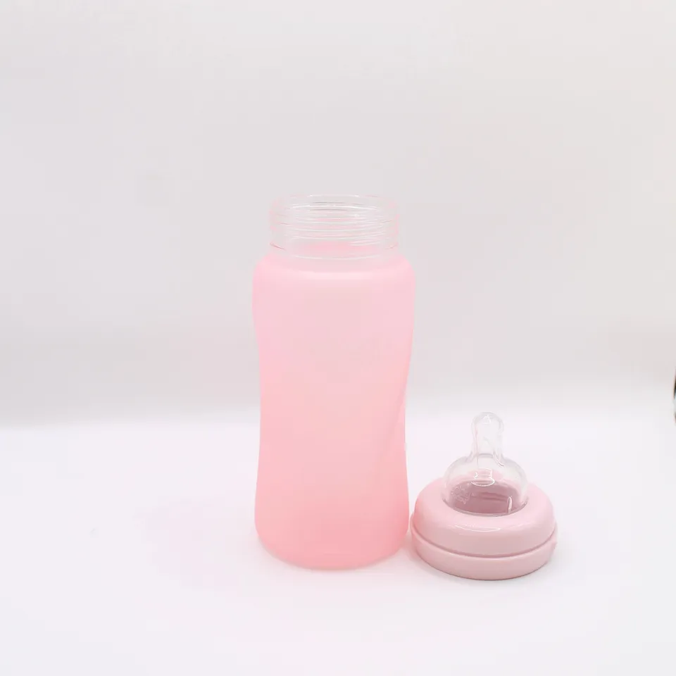 everyday baby Glass Bottles Glasflasche 240 ml Quiet Grey Silikon