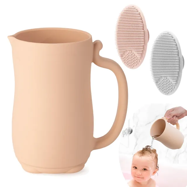 PandaEar Shampoobecher Silikon Pink mit Bürsten