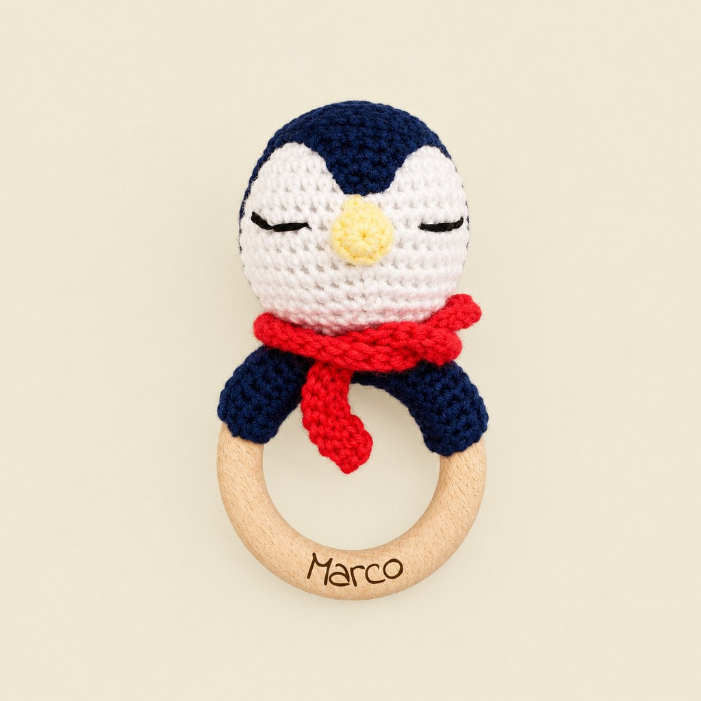 Les Petits Citrons Le Jeu Hochet Baby Elefant blau personalisiert