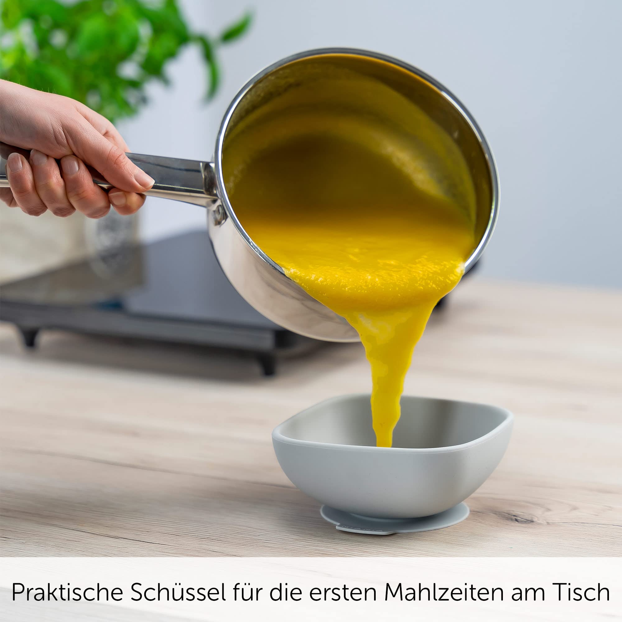 MiaMia Kindergeschirr Silikon Schüsseln 2er Saugnapf petrol grau