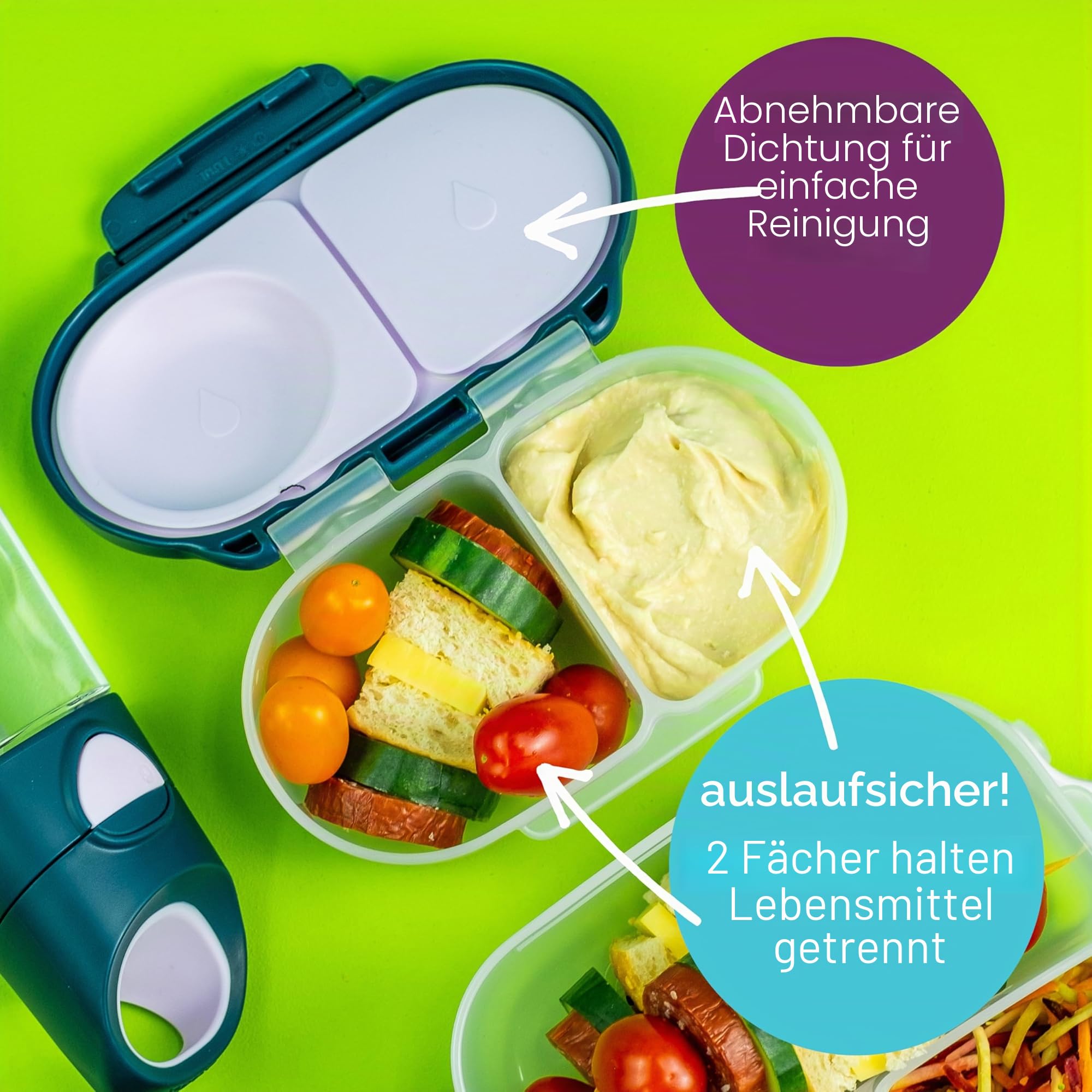 b.box Snackbox Frischhaltedose Zitronensorbet 2 Fächer