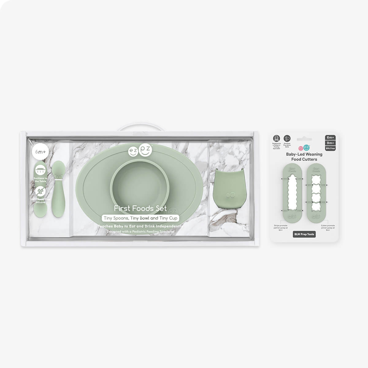 ezpz First Foods Set + BLW Cutters Bundle Sage