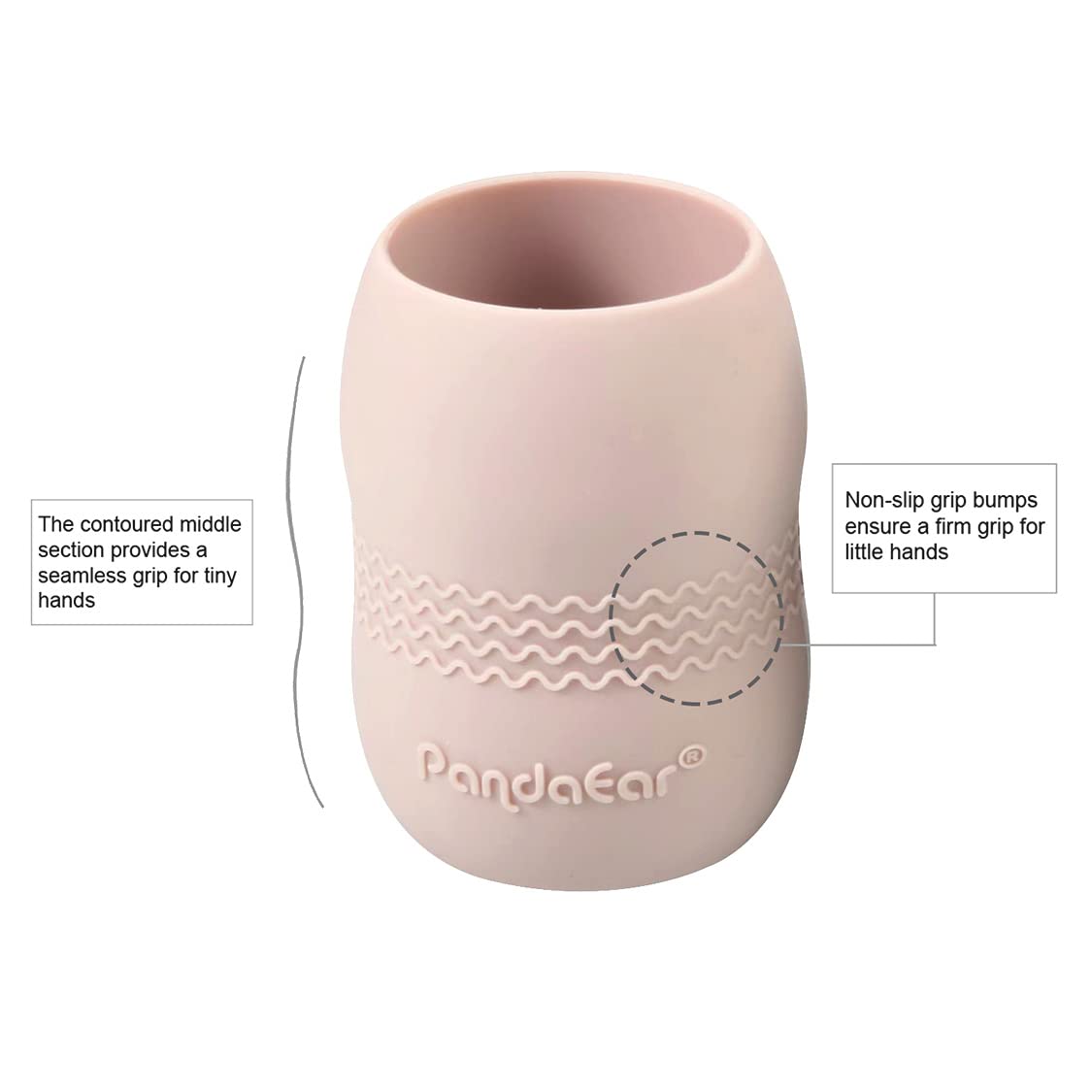 PandaEar Feeding Set Geschirr Silikon Beige/Rosa 6-tlg Saugnapf