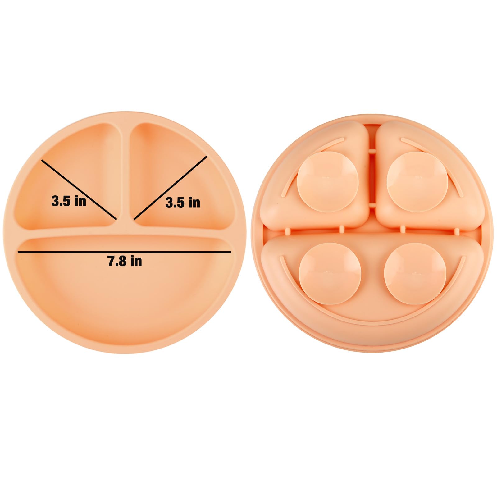 PandaEar Plates Abteilteller 3er Pack Orange Silikon
