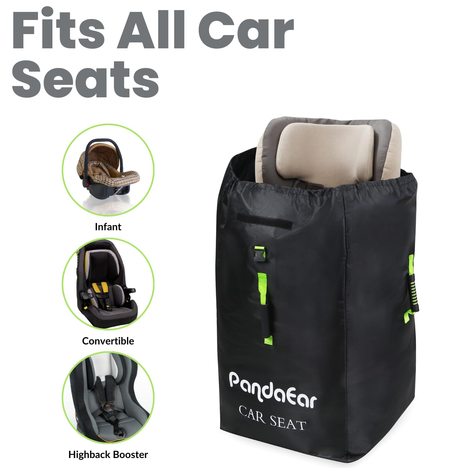 PandaEar Autositz Reisetasche Schwarz Universal 46x46x86