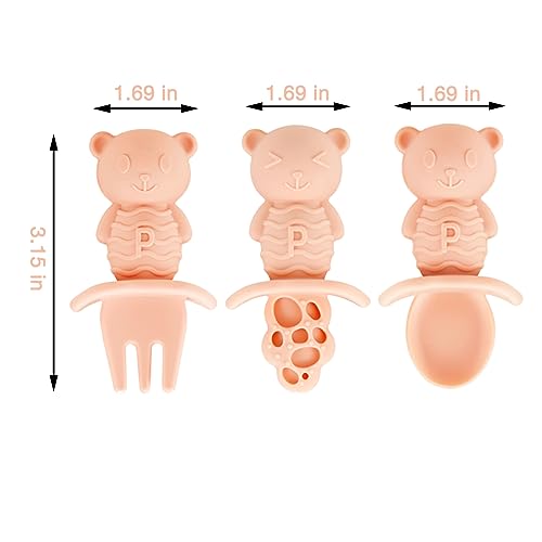 PandaEar Feeding Set Bärenteller Rosa Löffel Gabel