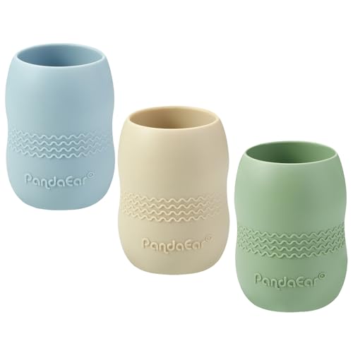 PandaEar Cup Trinkbecher Silikon 3er Blau/Grün/Beige