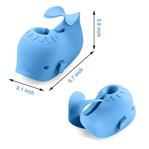 PandaEar Bad Wasserhahnschutz Silikon Wal Blau Babybad