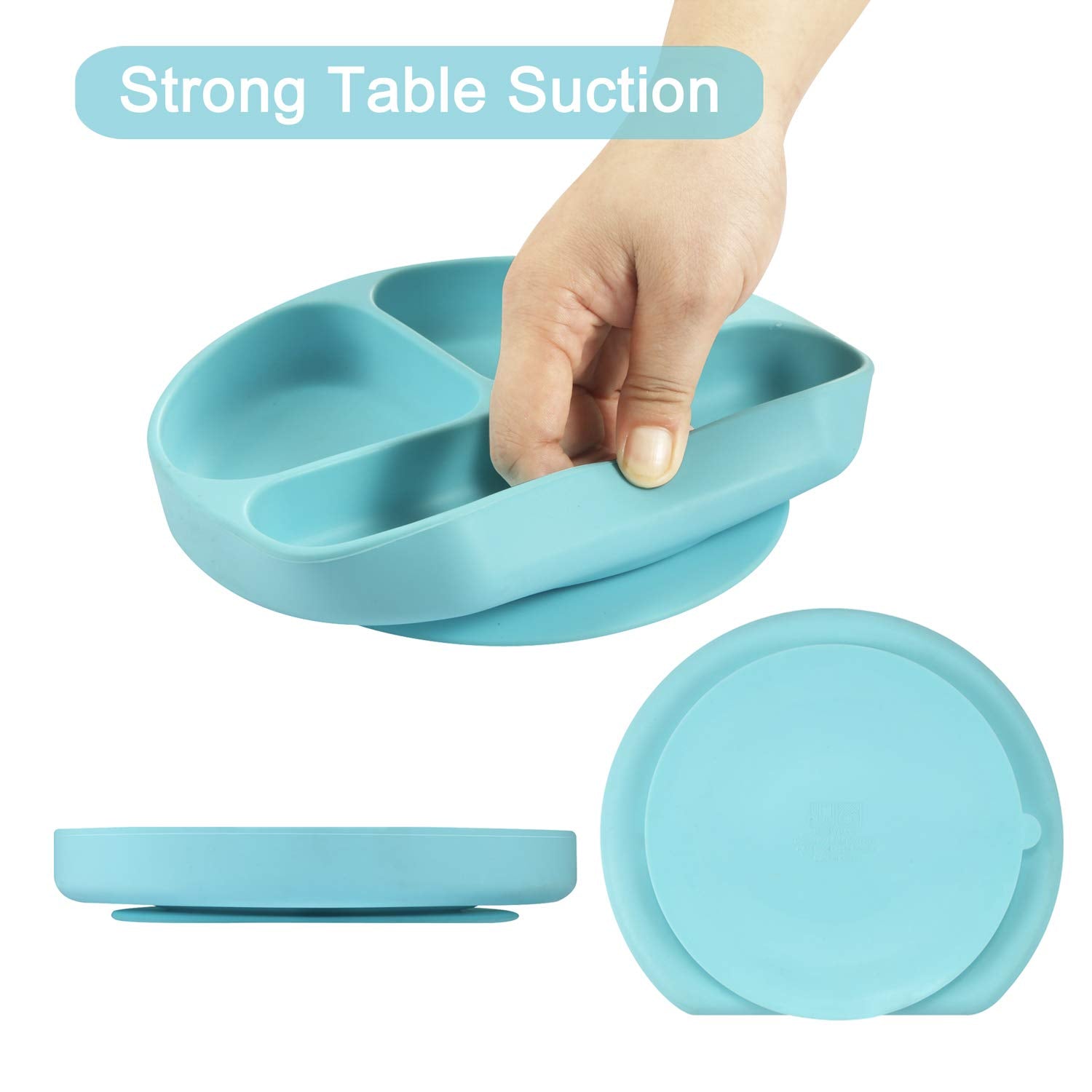PandaEar Plates Saugteller Silikon Hellblau Esslernen