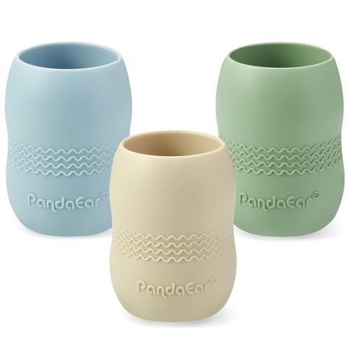 PandaEar Cup Trinkbecher Silikon 3er Blau/Grün/Beige