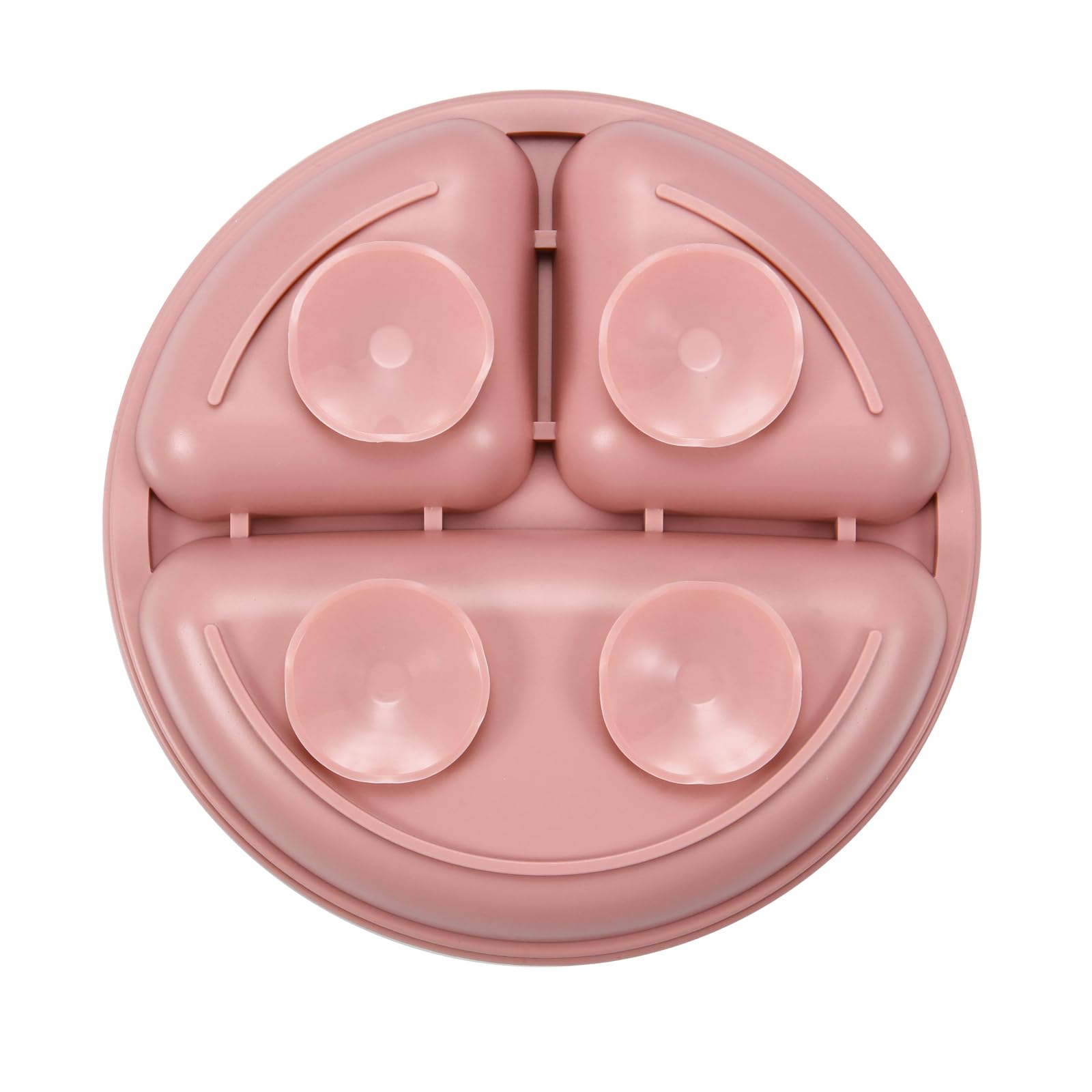 PandaEar Plates Saugteller 3er-Set Rosa Silikon abgeteilt