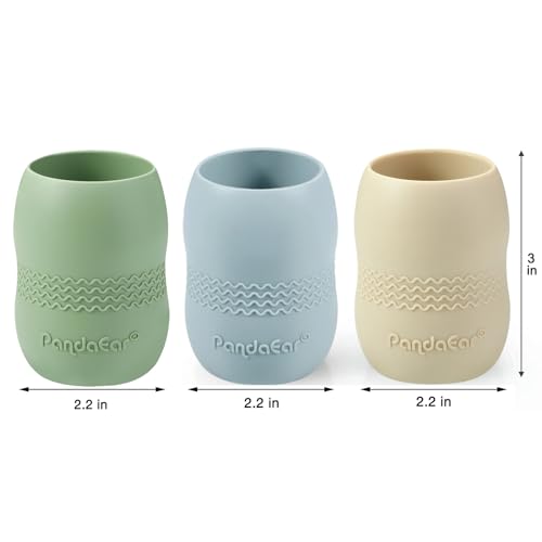 PandaEar Cup Trinkbecher Silikon 3er Blau/Grün/Beige