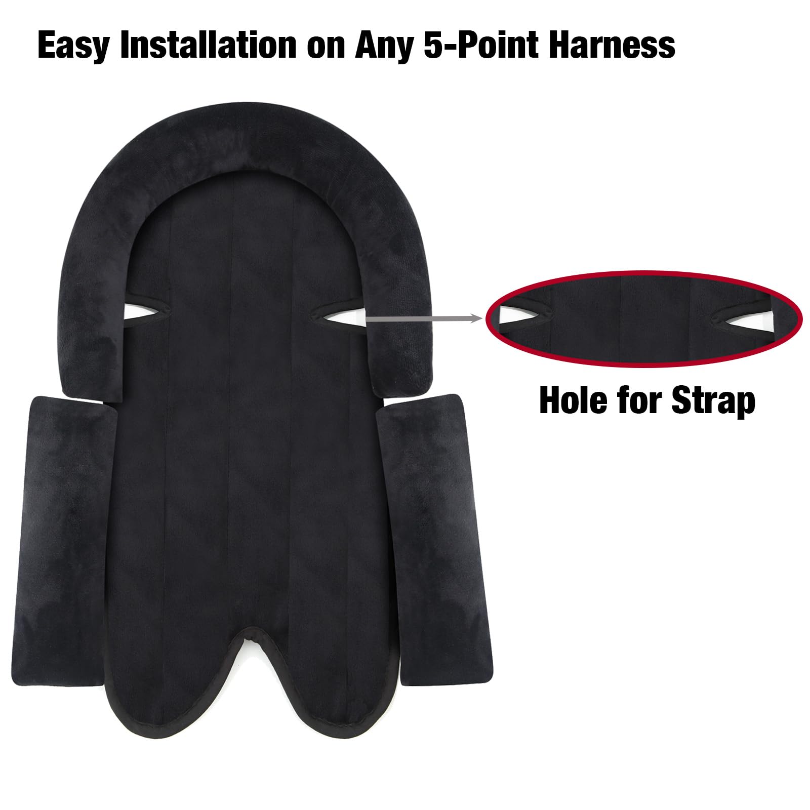 PandaEar Nursery Essentials Kopfstütze Sitzauflage Schwarz 3 in 1