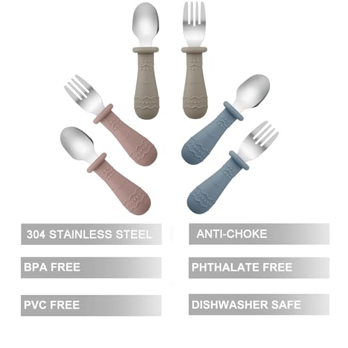 PandaEar Utensils Gabel Löffel Kinderbesteck 6tlg Bunt Edelstahl