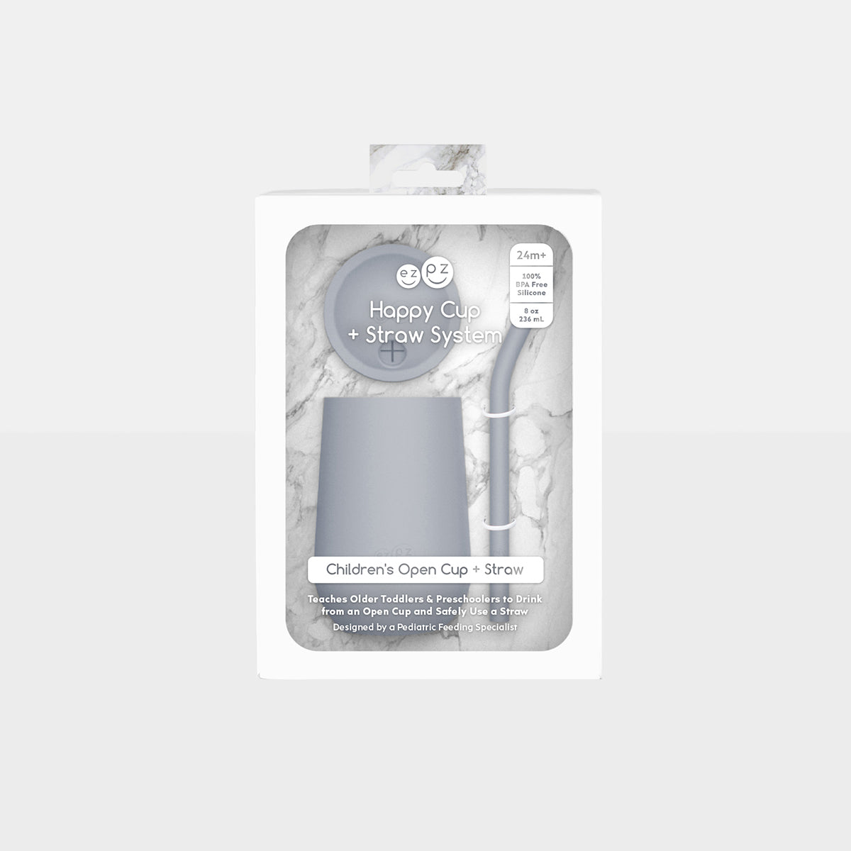 ezpz Happy Cup Straw System Trinkbecher Pewter Silikon