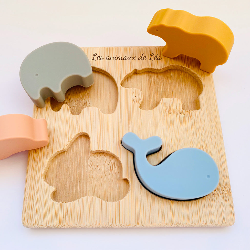 Les Petits Citrons Le Jeu Malone Puzzle Silikon Holz 14x14 4 Tiere