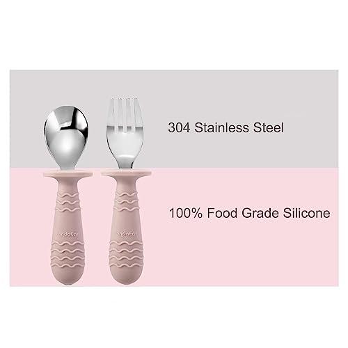 PandaEar Utensils Kinderbesteck 4tlg Rosa Grau Edelstahl