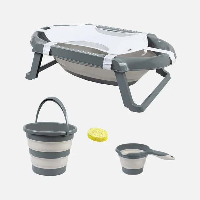 BabyJem Banyo Badeset 3-teilig Wanne Netz Kelle faltbar