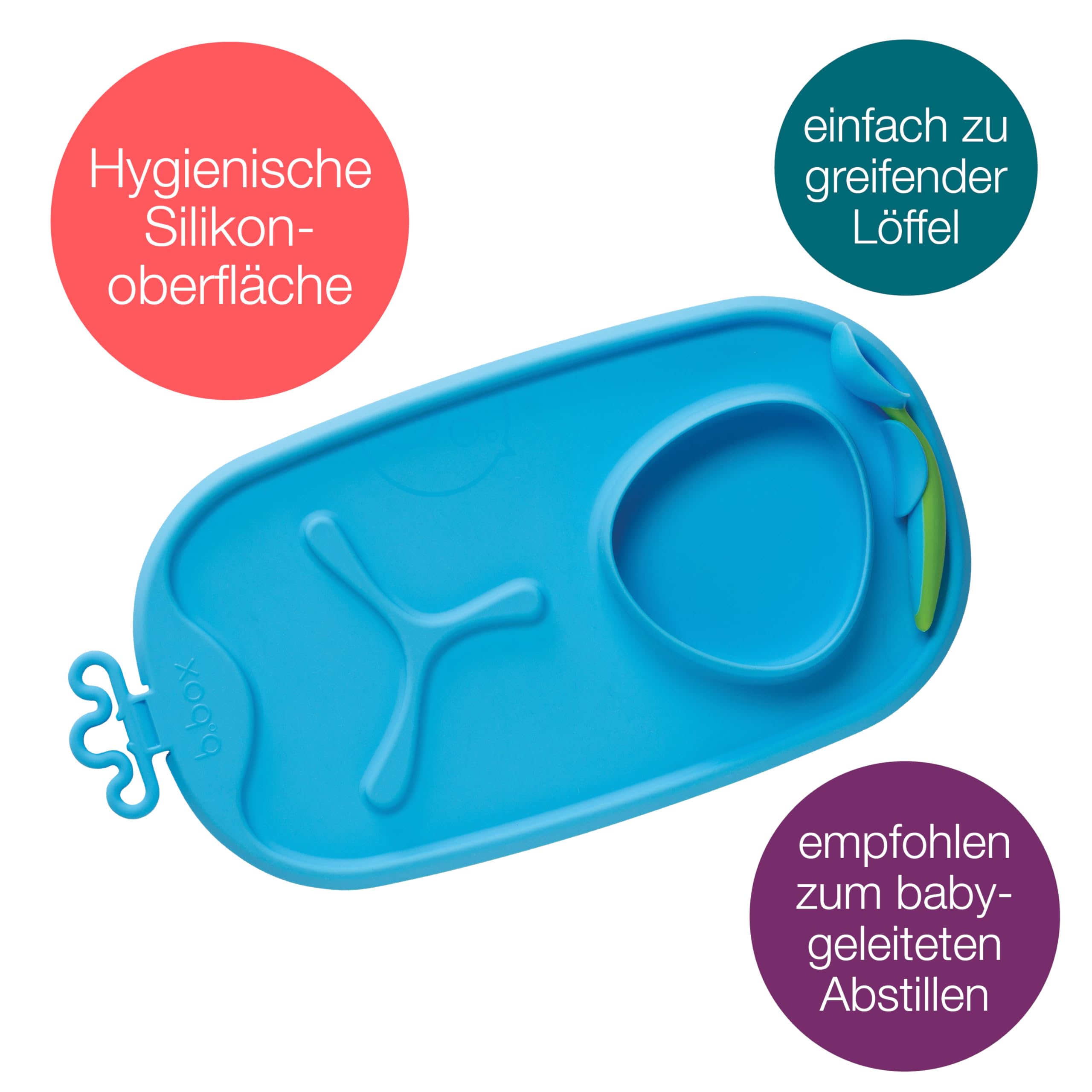 b.box Roll + Go Essensmatte Silikonteller mit Löffel