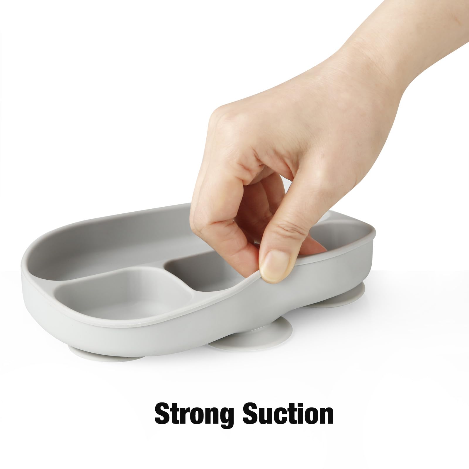 PandaEar Plates Saugteller Silikon 3er Pack mit Fächern