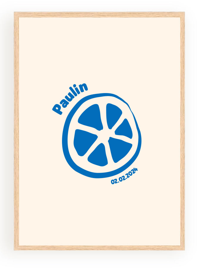 Les Petits Citrons La Papeterie Minimaliste Citron Poster mit Namen