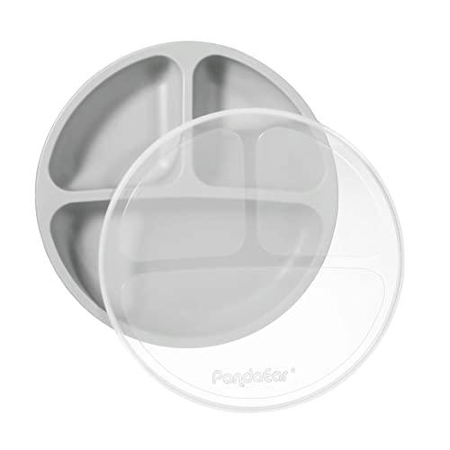 PandaEar Plates Saugteller Silikon 3er Pack mit Deckel