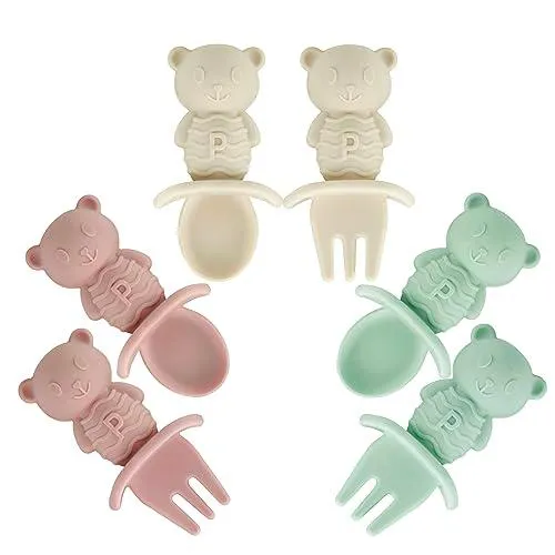 PandaEar Utensils Löffel Gabel Bär Silikon 6er