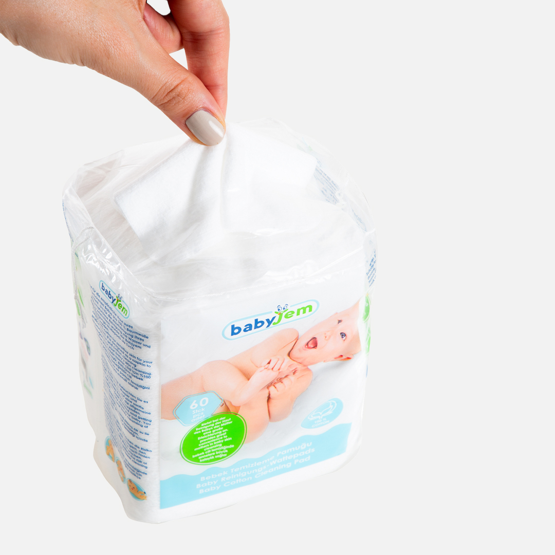 BabyJem Banyo Reinigungstücher Watte 100% Baumwolle Baby