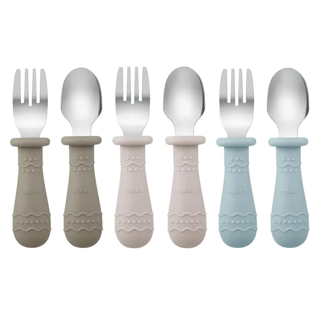 PandaEar Utensils Kinderbesteck 6tlg Gabel Löffel Silikongriff