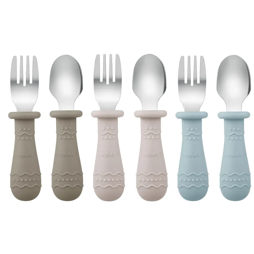 PandaEar Utensils Kinderbesteck 6tlg Gabel Löffel Silikongriff
