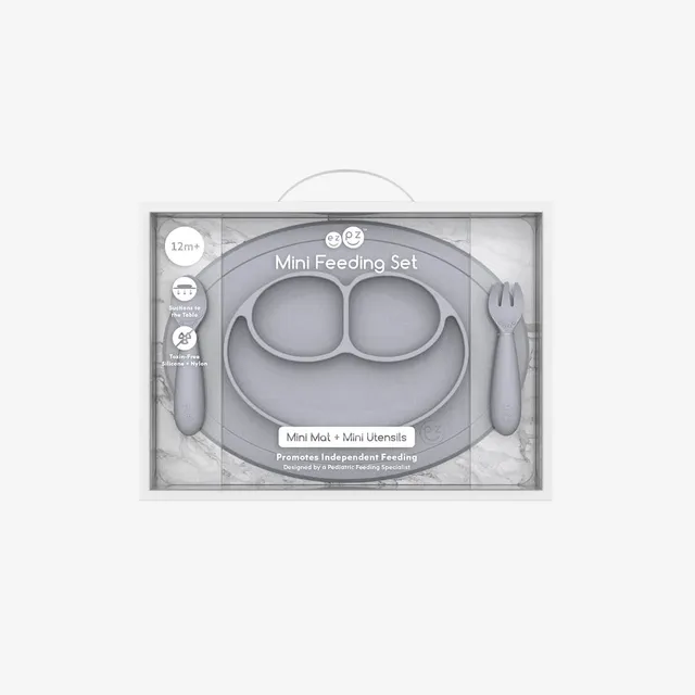ezpz Mini Feeding Set Saugteller Silikon Pewter saugfest