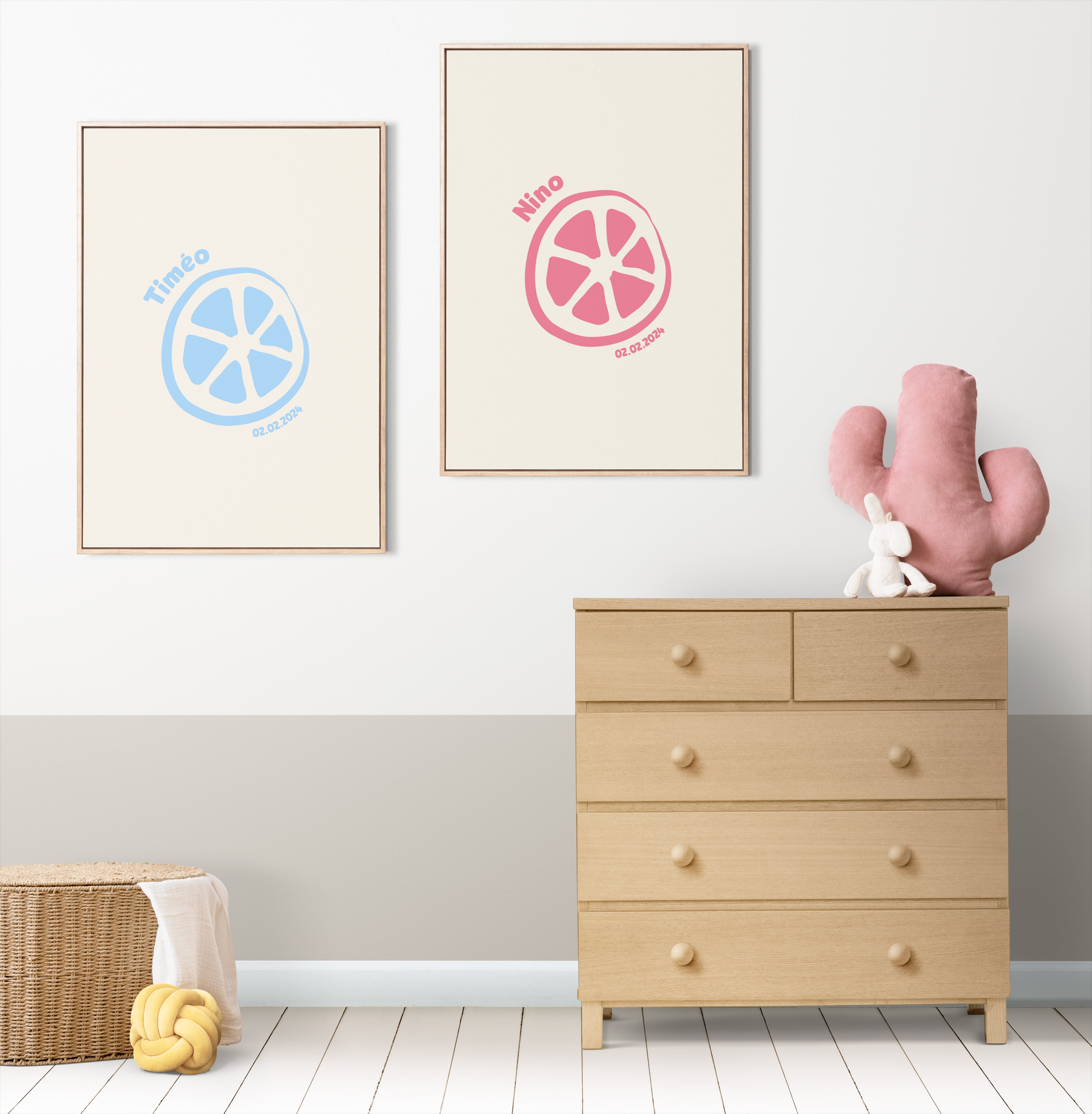 Les Petits Citrons La Papeterie Minimaliste Citron Poster mit Namen
