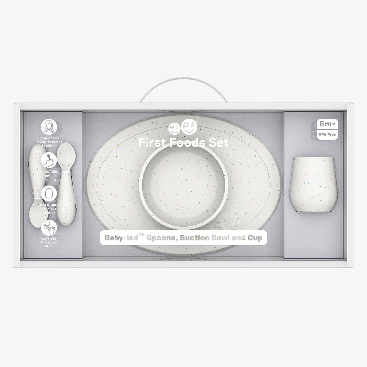 ezpz Basics First Foods Set Babygeschirr Silikon Confetti