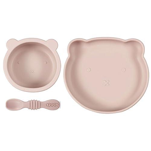 PandaEar Feeding Set Teller Schüssel Löffel Silikon Braun Saugnapf