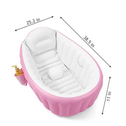 PandaEar Babybadewanne Aufblasbar Pink 0-36 Monate Pumpe