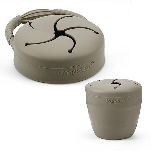 PandaEar Snackbecher Silikon 2er Beige faltbar auslaufsicher
