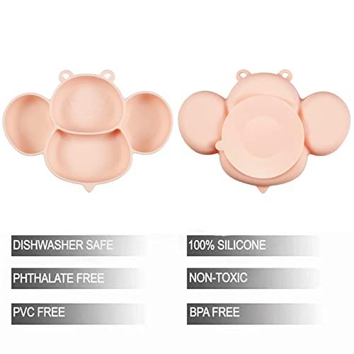 PandaEar Plates Teller Silikon Rosa mit Saugnapf